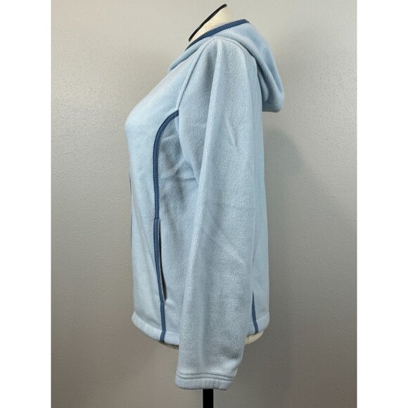 Columbia Womens Light Blue Fleece Hooded Long Sleeve Jacket Full Zip Size Large - Picture 2 of 16